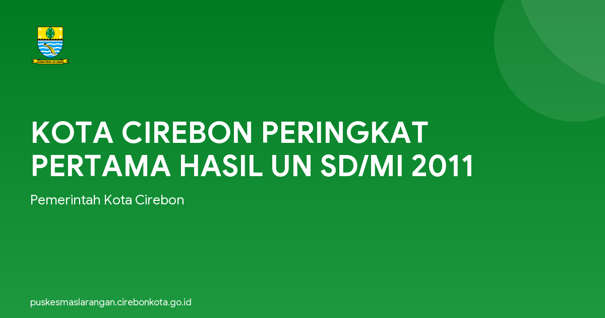 KOTA CIREBON PERINGKAT PERTAMA HASIL UN SD/MI 2011