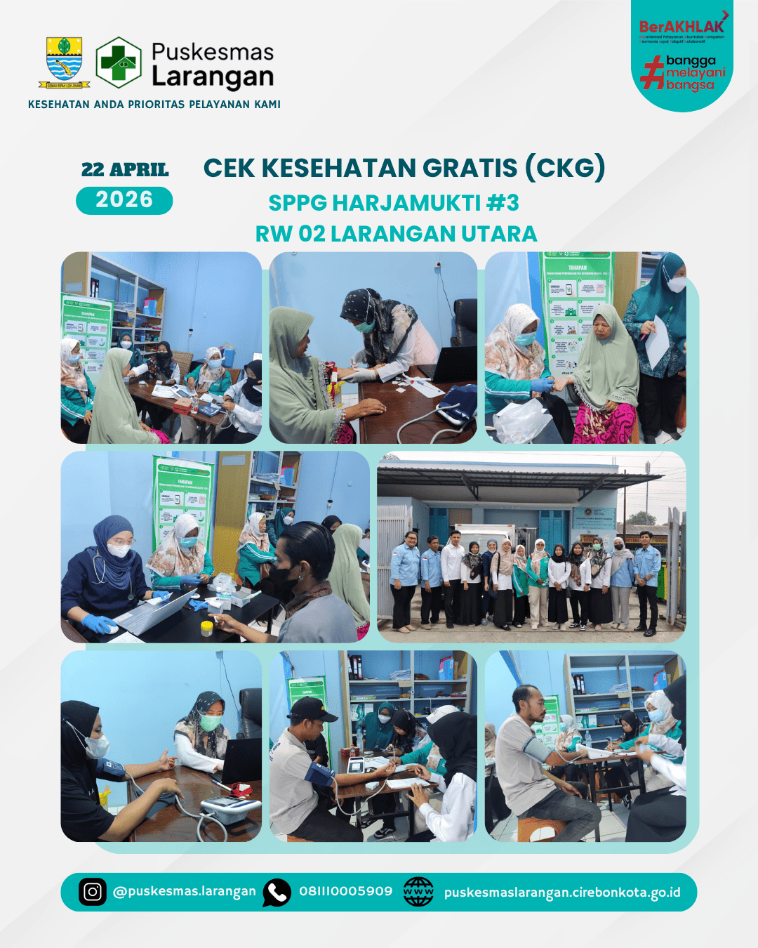 Puskesmas Larangan Gelar Cek Kesehatan Gratis di SPPG Harjamukti 3 RW 02 Larangan Utara
